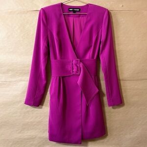 NBD x Naven Aida Wrap Dress Belted Blazer Mini Dress Dark Magenta Size XS